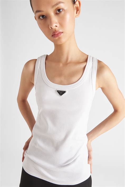 top seta bianco prada|prada tank tops.